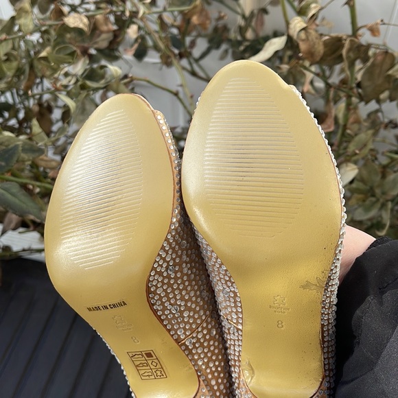 Pink Paradox London - Celebrate - Champagne Satin & Rhinestone Peep Toe Heels 8 - Picture 13 of 17